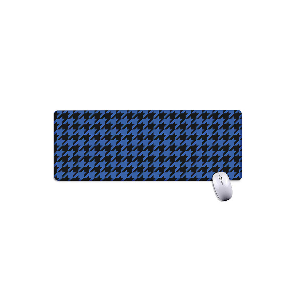 Blue And Black Houndstooth Print Extended Mouse Pad