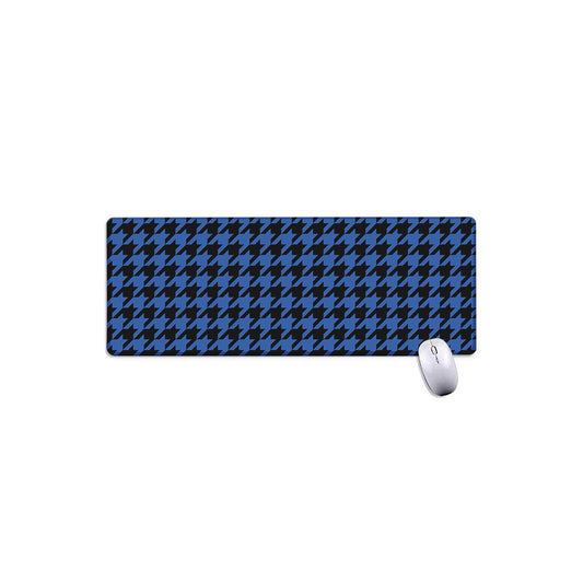 Blue And Black Houndstooth Print Extended Mouse Pad