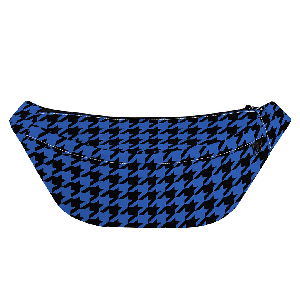 Blue And Black Houndstooth Print Fanny Pack