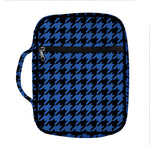 Blue And Black Houndstooth Print Front Pocket Bible Bag
