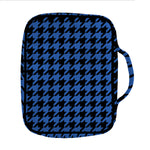 Blue And Black Houndstooth Print Front Pocket Bible Bag