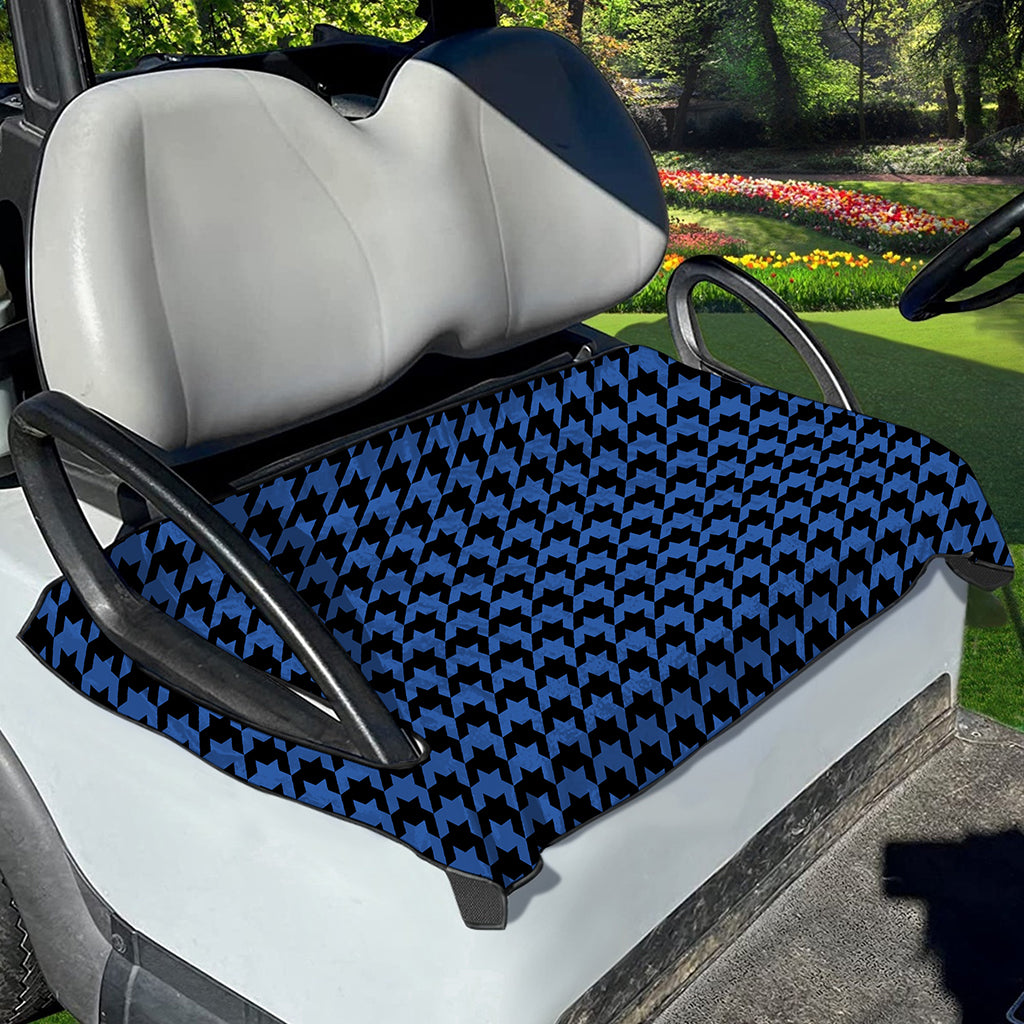 Blue And Black Houndstooth Print Golf Cart Seat Cover