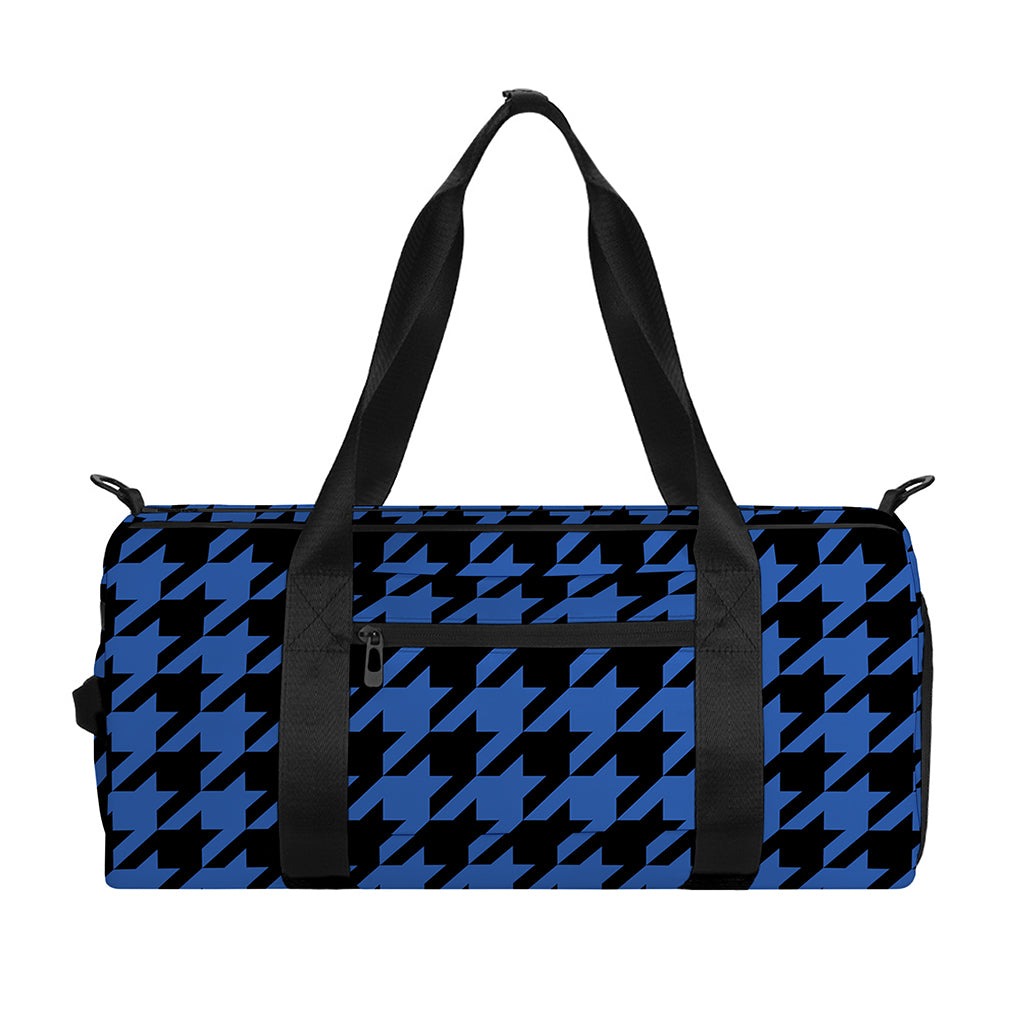 Blue And Black Houndstooth Print Gym Bag