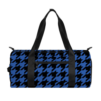 Blue And Black Houndstooth Print Gym Bag