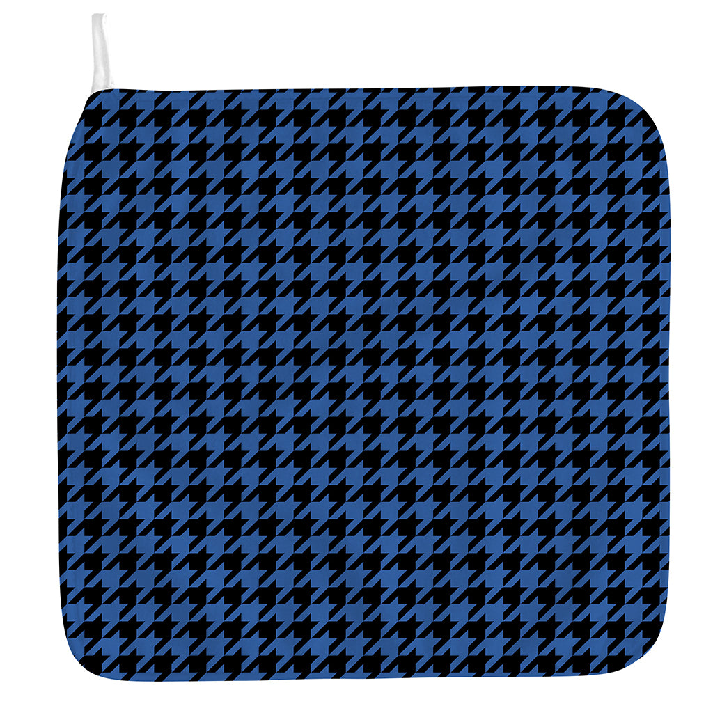 Blue And Black Houndstooth Print Hand Towel