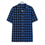 Blue And Black Houndstooth Print Hawaiian Shirt