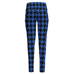 Blue And Black Houndstooth Print High-Waisted Pocket Leggings