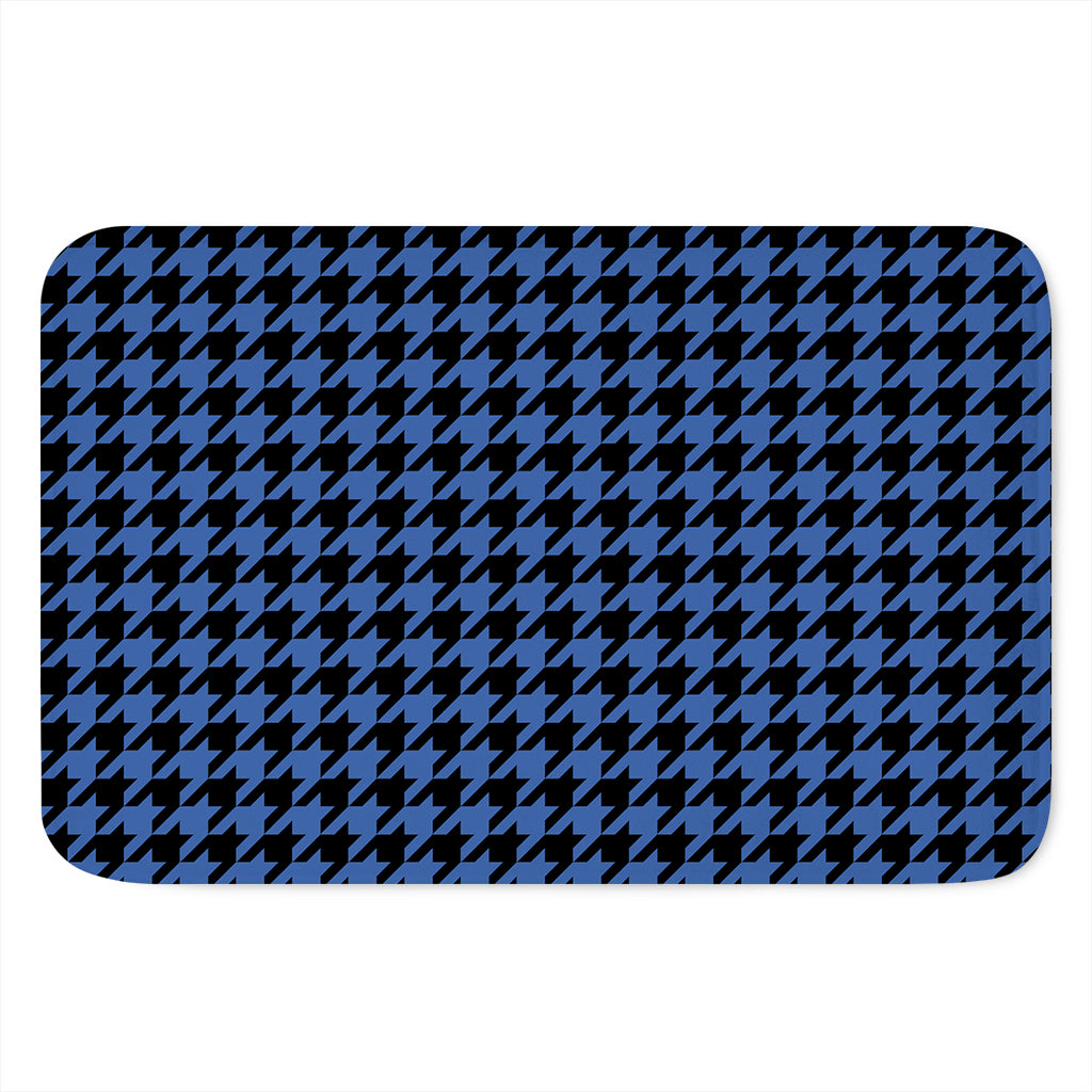 Blue And Black Houndstooth Print Indoor Door Mat