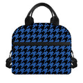 Blue And Black Houndstooth Print Insulated Lunch Bag