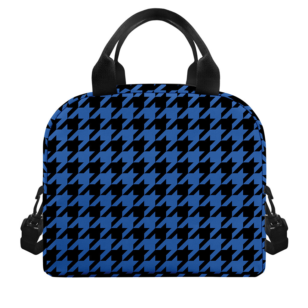 Blue And Black Houndstooth Print Insulated Lunch Bag