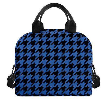 Blue And Black Houndstooth Print Insulated Lunch Bag