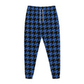 Blue And Black Houndstooth Print Jogger Pants