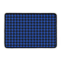Blue And Black Houndstooth Print Kitchen Mat