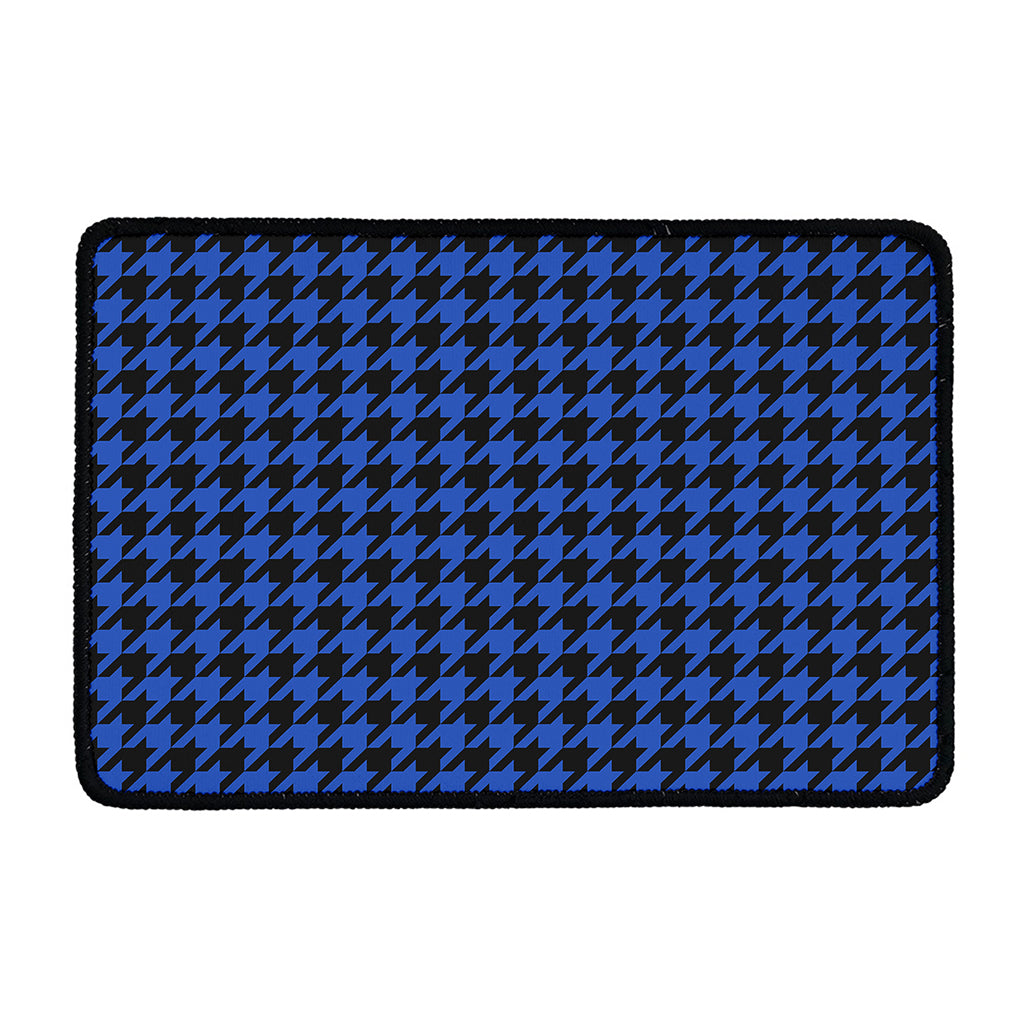 Blue And Black Houndstooth Print Kitchen Mat