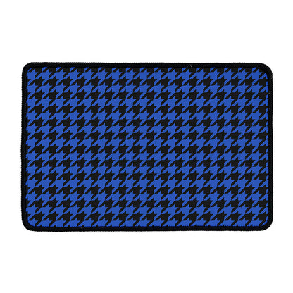 Blue And Black Houndstooth Print Kitchen Mat
