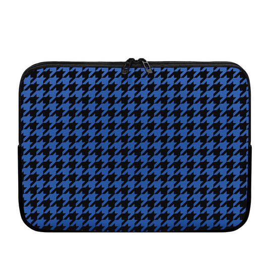Blue And Black Houndstooth Print Laptop Sleeve