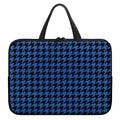 Blue And Black Houndstooth Print Laptop Sleeve With Handle