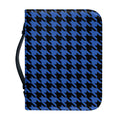 Blue And Black Houndstooth Print Leather Bible Cover