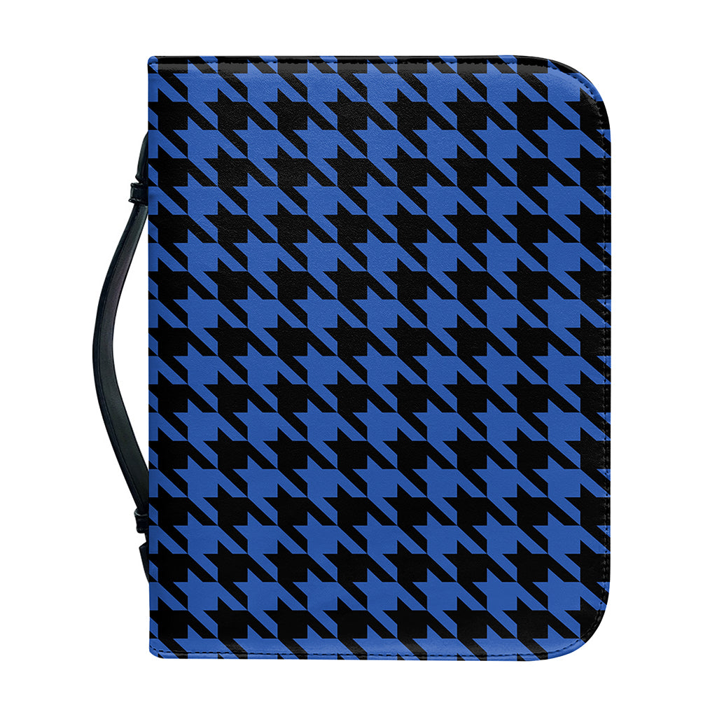 Blue And Black Houndstooth Print Leather Bible Cover