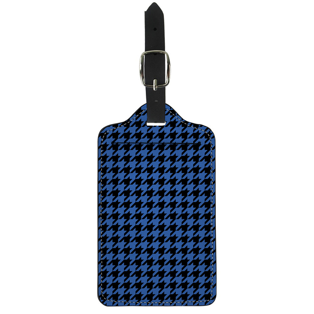 Blue And Black Houndstooth Print Luggage Tag