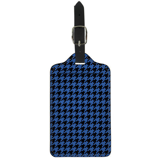 Blue And Black Houndstooth Print Luggage Tag