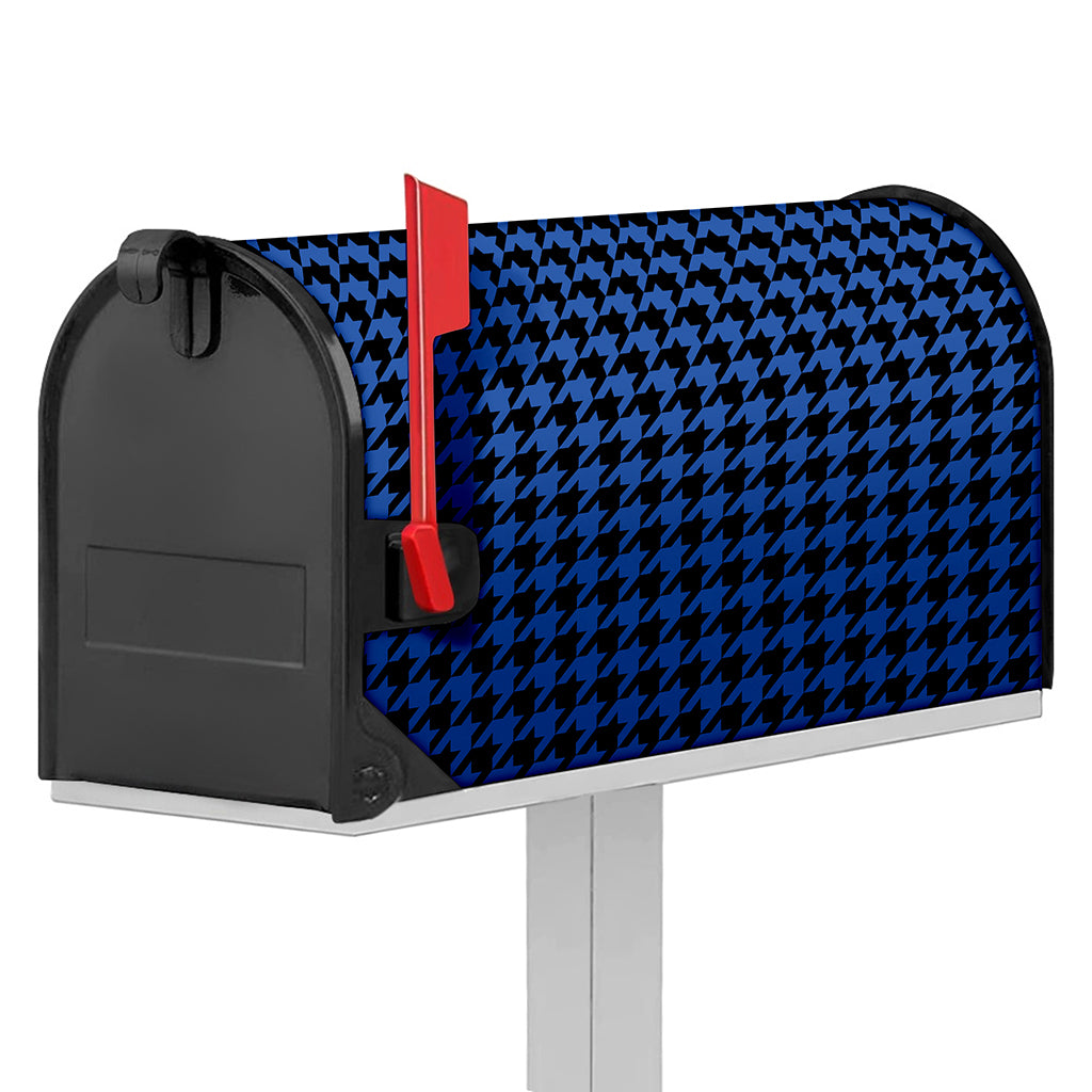 Blue And Black Houndstooth Print Mailbox Cover
