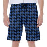 Blue And Black Houndstooth Print Men's Beach Shorts