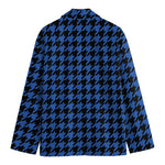 Blue And Black Houndstooth Print Men's Blazer