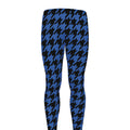 Blue And Black Houndstooth Print Men's Leggings