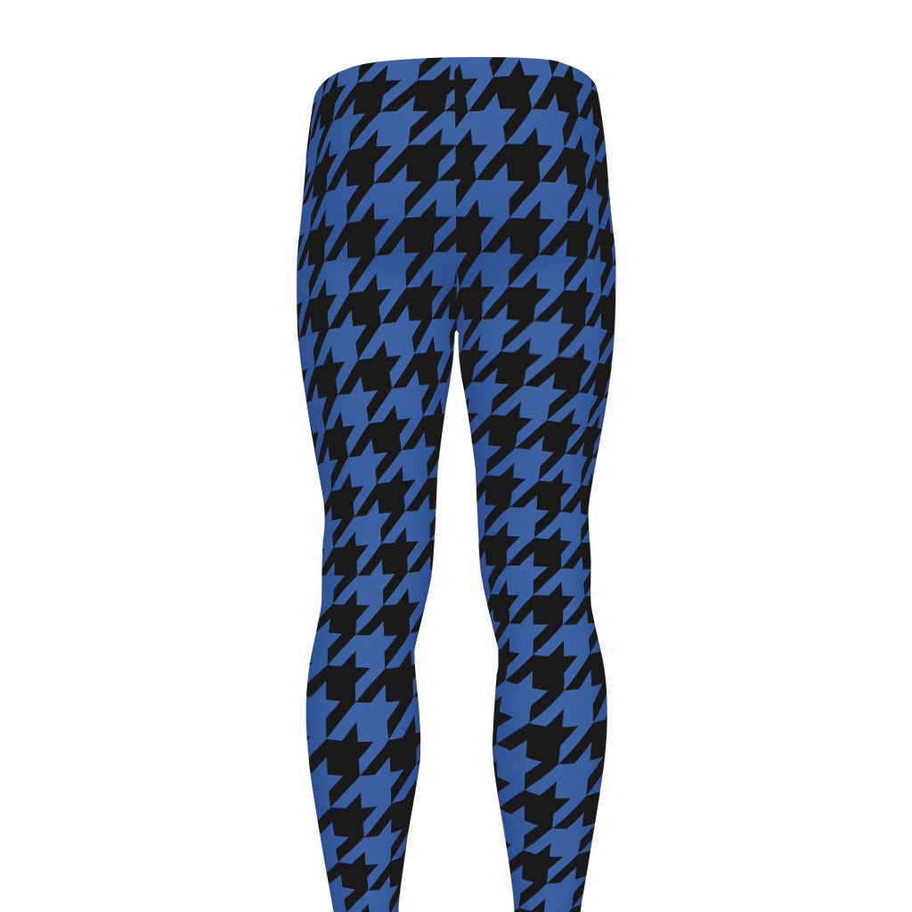 Blue And Black Houndstooth Print Men's leggings