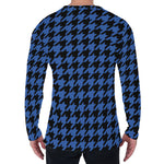 Blue And Black Houndstooth Print Men's Long Sleeve T-Shirt