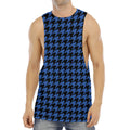 Blue And Black Houndstooth Print Men's Muscle Tank Top