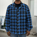 Blue And Black Houndstooth Print Men's Shirt Jacket