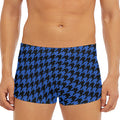 Blue And Black Houndstooth Print Men's Short Boxer Briefs