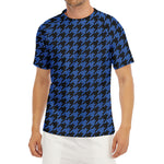 Blue And Black Houndstooth Print Men's Short Sleeve Rash Guard