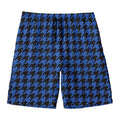 Blue And Black Houndstooth Print Men's Swim Trunks
