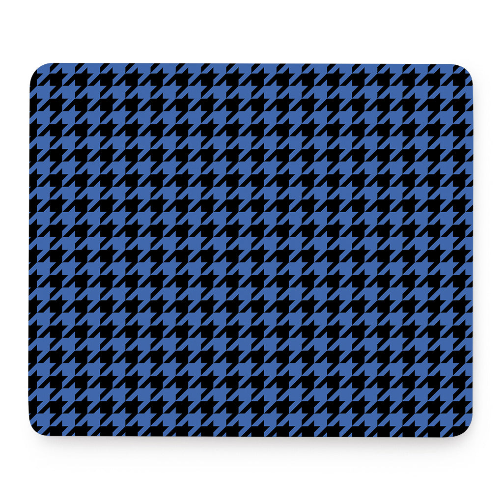 Blue And Black Houndstooth Print Mouse Pad