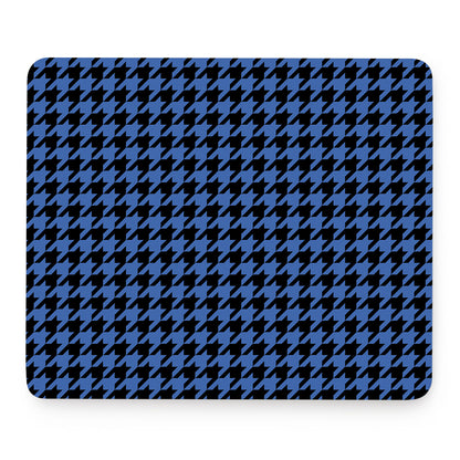 Blue And Black Houndstooth Print Mouse Pad
