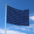 Blue And Black Houndstooth Print Polyester Flag