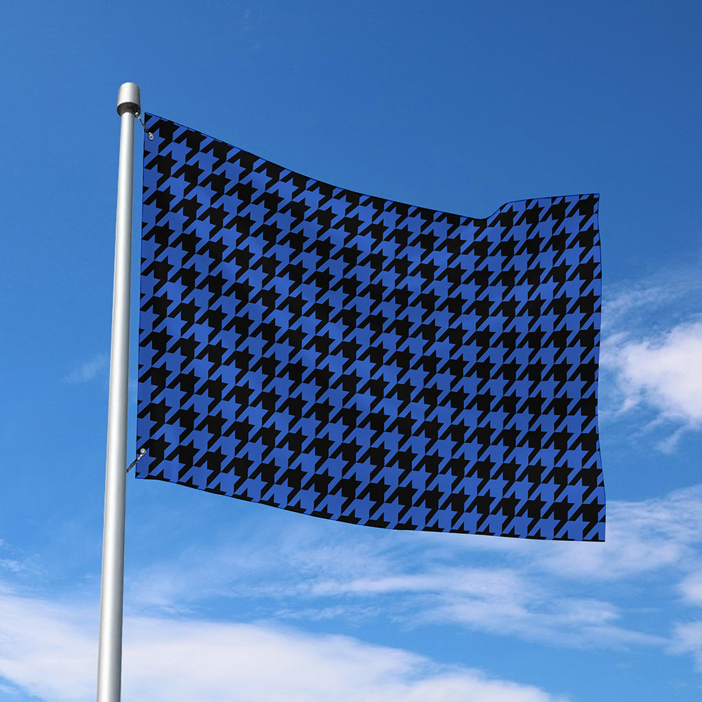 Blue And Black Houndstooth Print Polyester Flag
