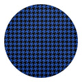 Blue And Black Houndstooth Print Round Blanket