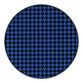 Blue And Black Houndstooth Print Round Floor Mat
