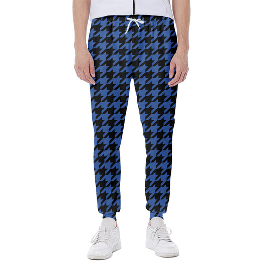 Blue And Black Houndstooth Print Scuba Joggers