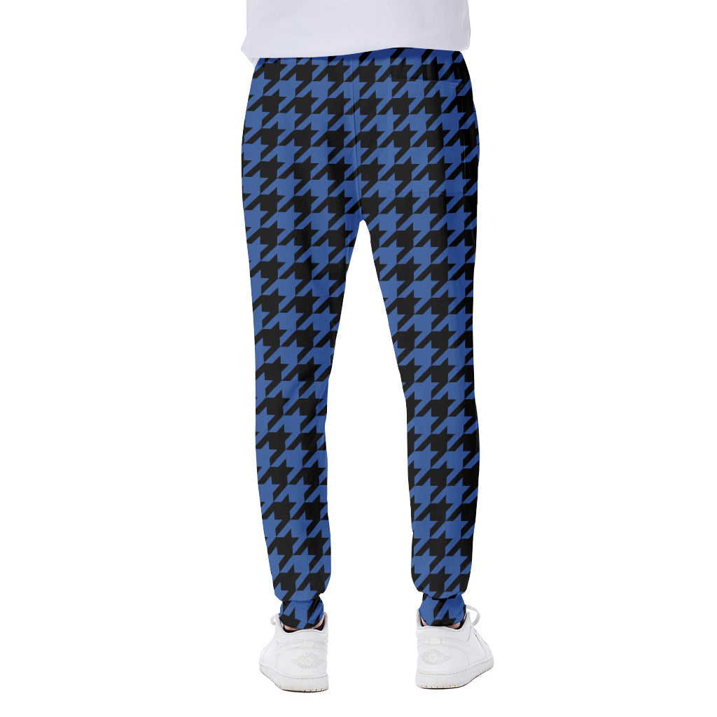 Blue And Black Houndstooth Print Scuba Joggers