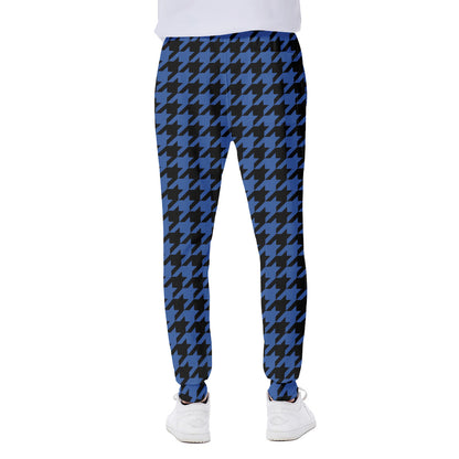 Blue And Black Houndstooth Print Scuba Joggers