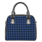 Blue And Black Houndstooth Print Shoulder Handbag