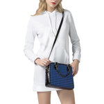 Blue And Black Houndstooth Print Shoulder Handbag