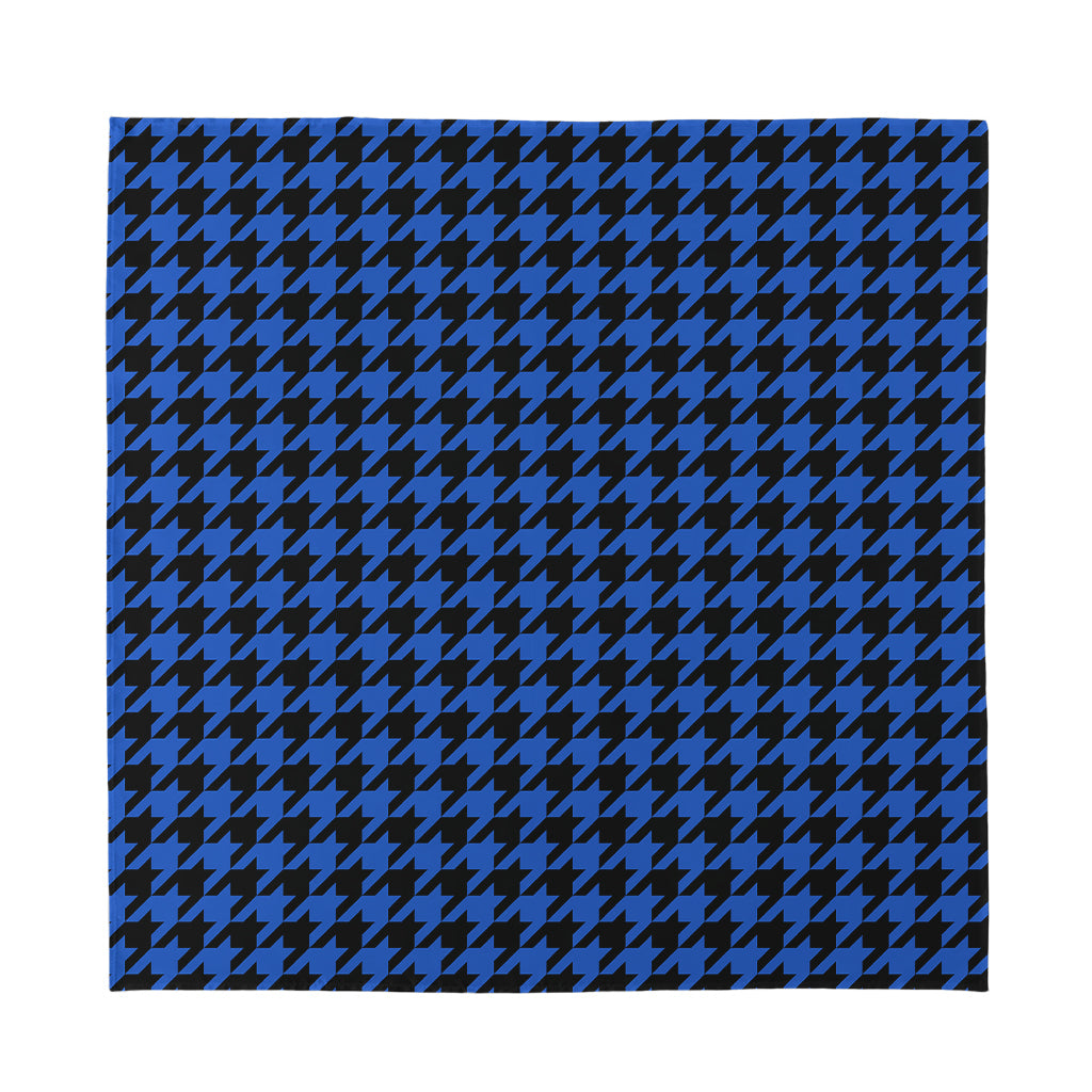 Blue And Black Houndstooth Print Silk Bandana