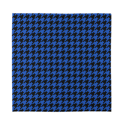 Blue And Black Houndstooth Print Silk Bandana