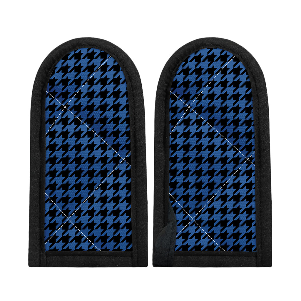 Blue And Black Houndstooth Print Skillet Handle Cover